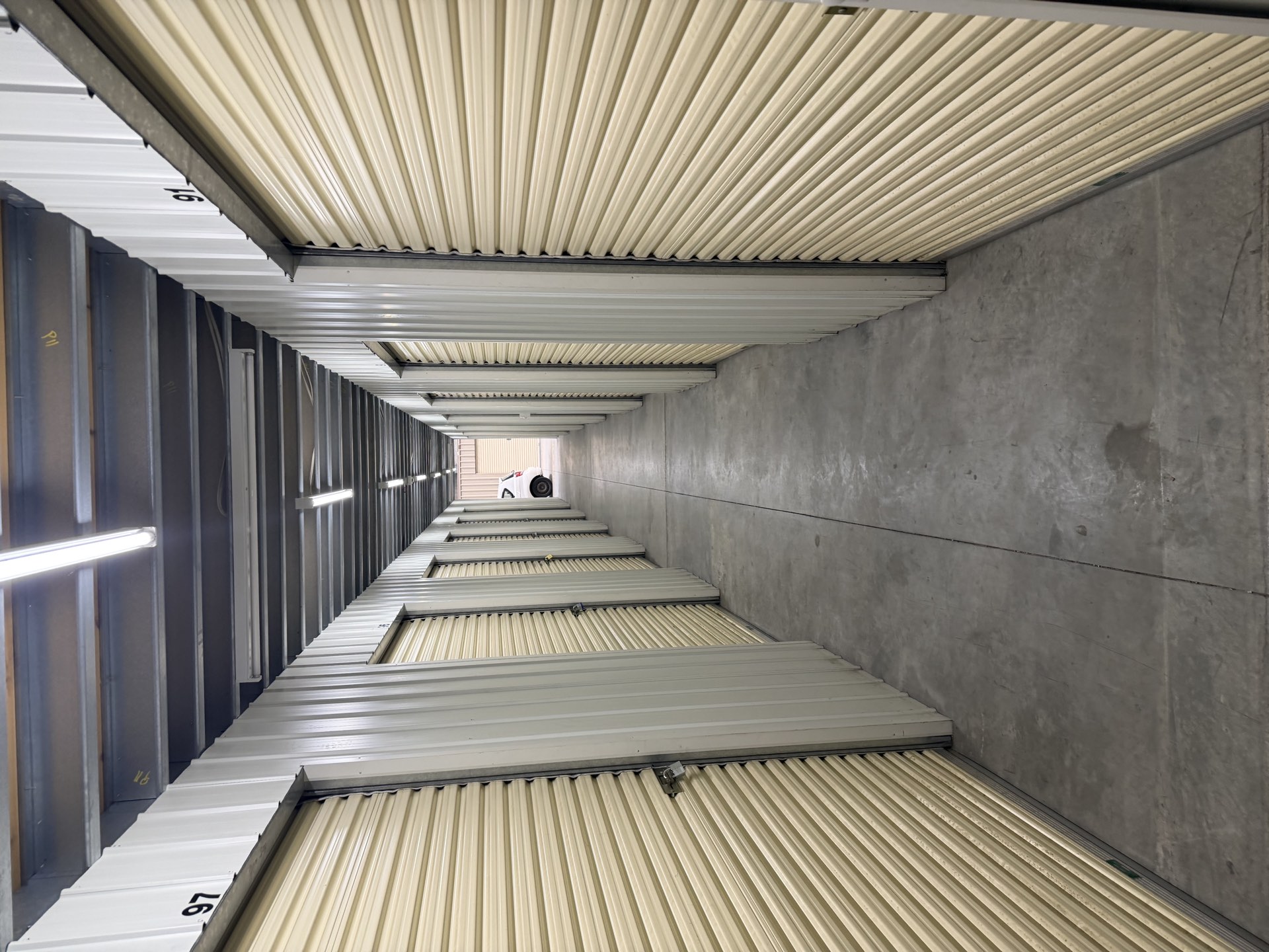 Inside the undercover storage aisles at Bayswater Storage